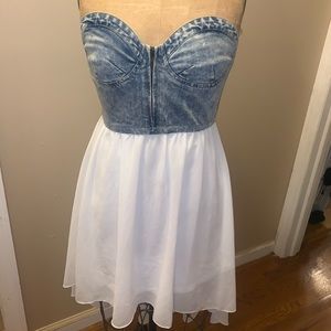 HIGH LOW JEAN CORSET TOP DRESS